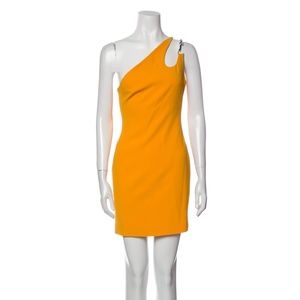 David Koma Orange One Shoulder Bodycon Mini Dress